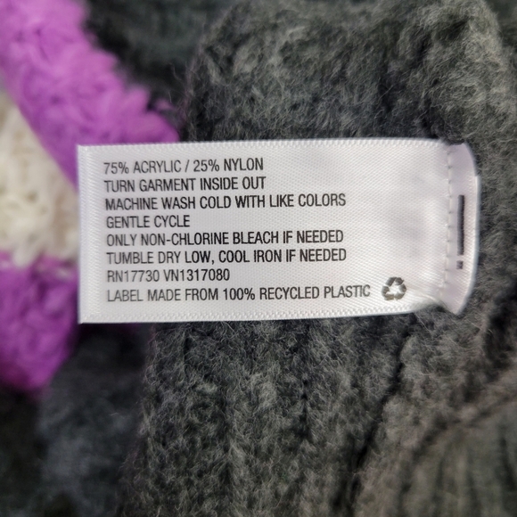 Universal Thread Striped Chunky Knit Sweater XXL Purple Gray Balloon Sleeves - Picture 8 of 8